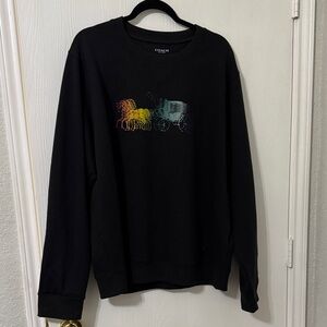 Coach Men's Black Crewneck Sweater with Colorful Graphic
